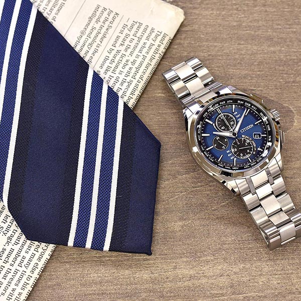 シチズン アテッサ ATTESA ダイレクトフライト エコドライブ ソーラー電波 クロノグラフ AT8040-57L メンズ