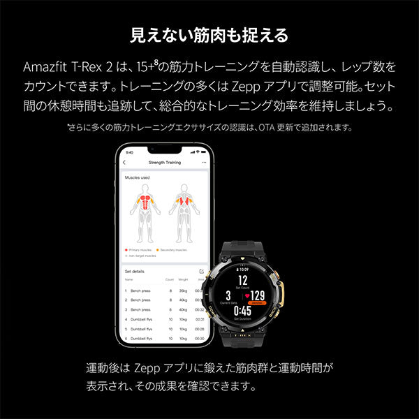 アマズフィット Amazfit T-Rex2 アストロブラック&ゴールド SP170045-AB ユニセックス