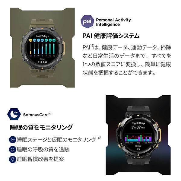 アマズフィット Amazfit T-Rex2 ワイルドグリーン SP170045-WG ユニセックス