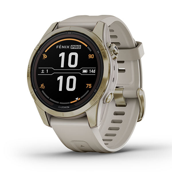 ガーミン GARMIN fenix 7S PRO Sapphire DualPower SoftGold with LightSandBand 010-02776-62 ユニセックス