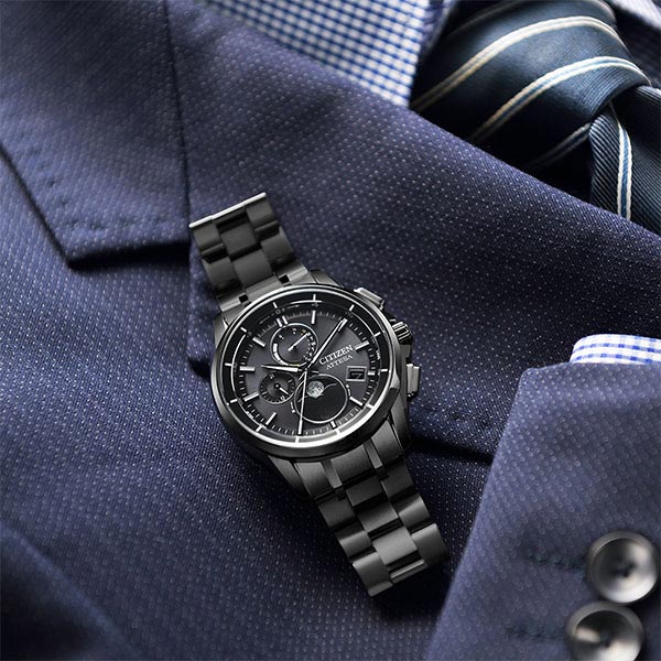 シチズン アテッサ ATTESA ダイレクトフライト ムーンフェイズ Black Titanium Series BY1006-62E メンズ