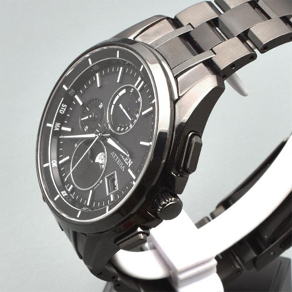 【お得な美品中古あり】シチズン アテッサ ATTESA ダイレクトフライト ムーンフェイズ Black Titanium Series BY1006-62E メンズ