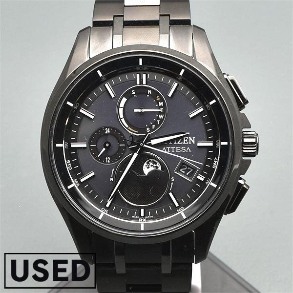 【お得な美品中古あり】シチズン アテッサ ATTESA ダイレクトフライト ムーンフェイズ Black Titanium Series BY1006-62E メンズ