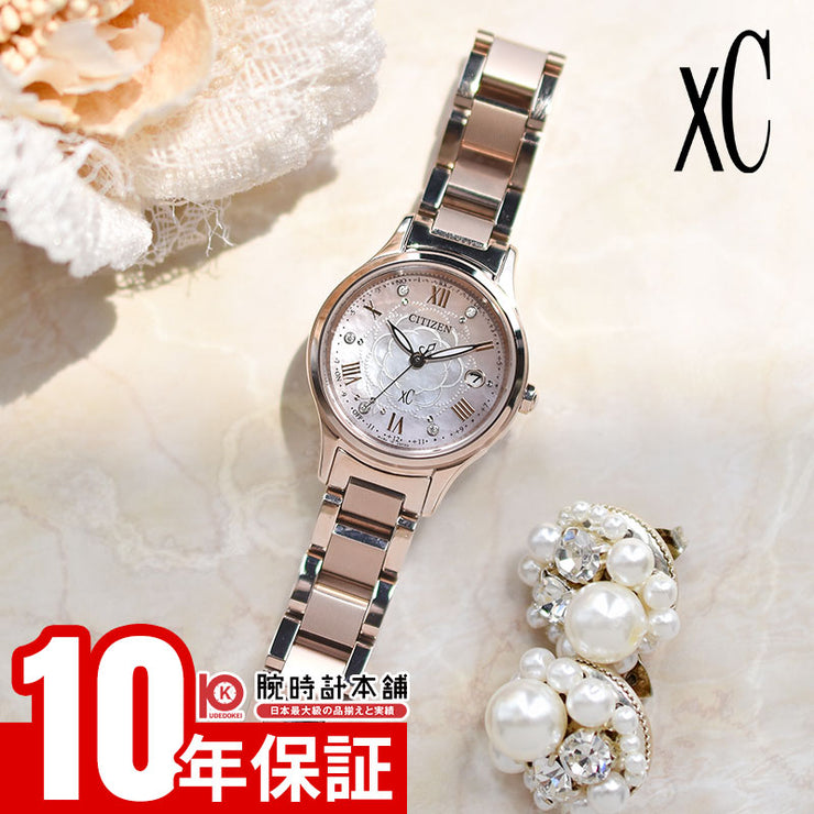シチズン クロスシー xC hikari collection 世界限定1300本 ES9498-69N レディース ヒカリ 光 ピンクゴールド シェル 花 カメリア ソーラー電波 エコドライブ