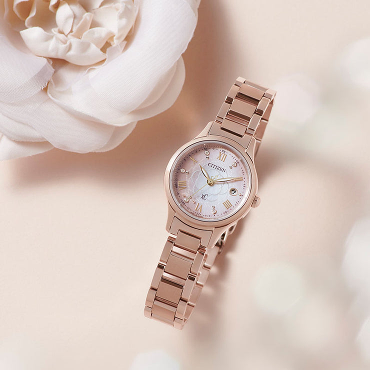 シチズン クロスシー xC hikari collection 世界限定1300本 ES9498-69N レディース ヒカリ 光 ピンクゴールド シェル 花 カメリア ソーラー電波 エコドライブ