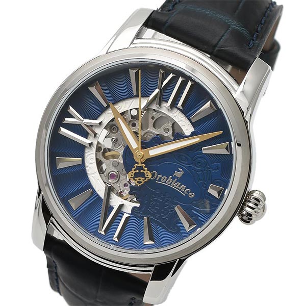 オロビアンコ メンズ 自動巻き 腕時計 ブルー OR0011 青文字盤 裏スケ