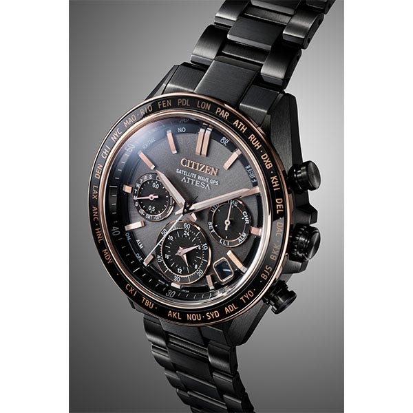 シチズン アテッサ ATTESA ACT Line Black Titanium Series ソーラー 電波 ビジネス カジュアル ピンクゴールド CC4074-61W メンズ