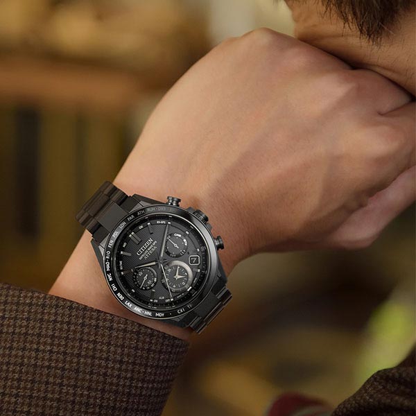 シチズン アテッサ ATTESA ACT Line　Black Titanium Series CC4055-65E メンズ