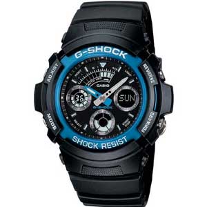 カシオ Ｇショック G-SHOCK STANDARD アナログ/デジタルコンビネーションモデル ブルー×ブラック AW-591-2AJF メンズ